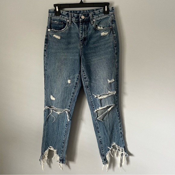 Blank NYC The Madison High Rise Crop Shark Bite Ankle Hem Mom Jeans Size 25 - Picture 3 of 15